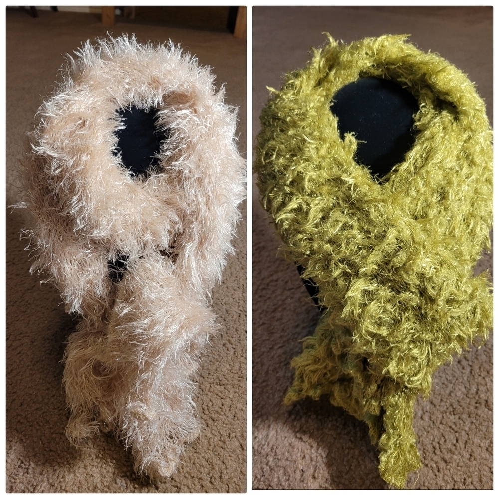Two Fuzzy Fall Winter Scarves 5"×62"
